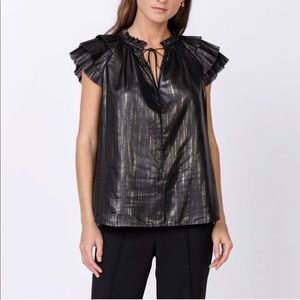 Metallic Short Sleeve Blouse